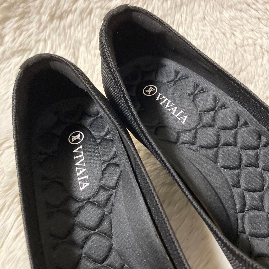 美品VIVAIA パンプス ウェッジソール ブラック メッシュ ニット ヒール