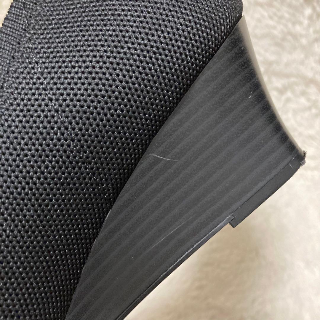 美品VIVAIA パンプス ウェッジソール ブラック メッシュ ニット ヒール