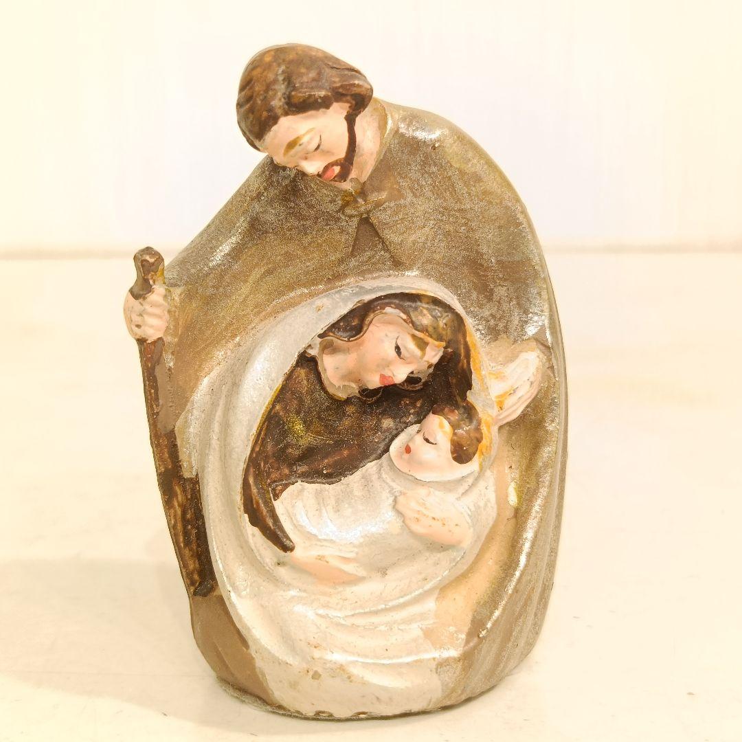 キリスト　ハンドメイド　カービングオブジェ　木製　置物