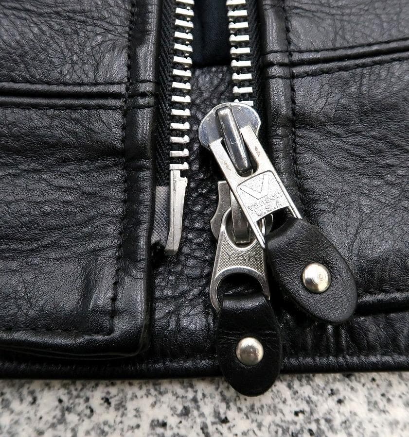 極美品 XS シボ革 VANSON シングルライダース ジャケット 黒