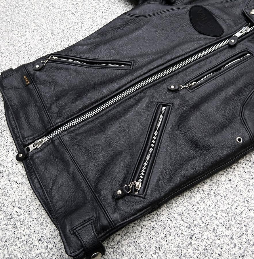 極美品 XS シボ革 VANSON シングルライダース ジャケット 黒
