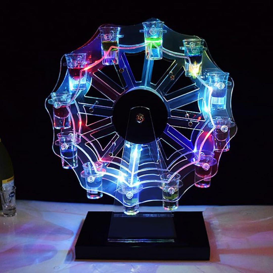 【新品】テキーラ観覧車 LED酒ボトルの表示棚 12カップ