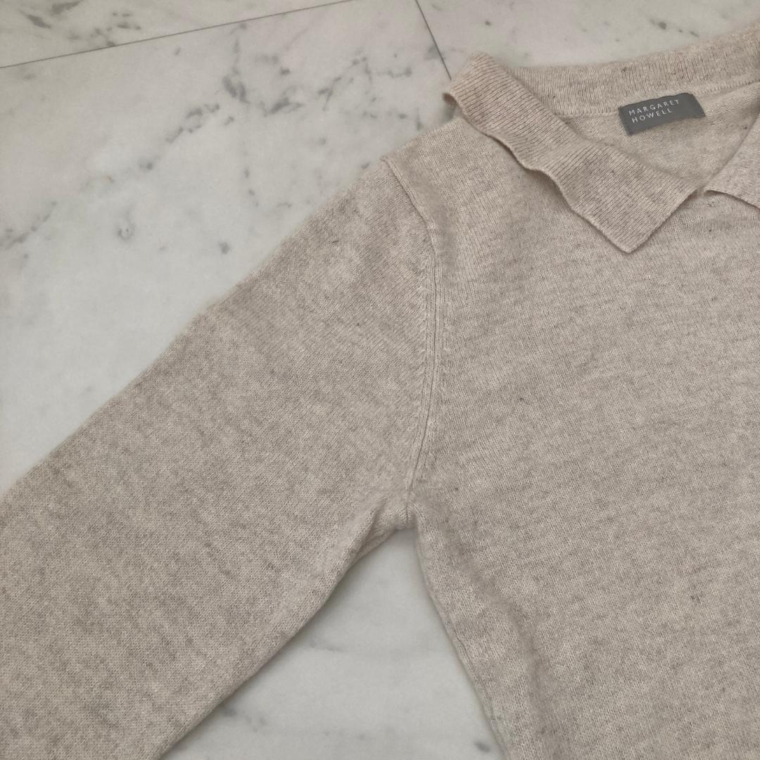 マーガレットハウエル　ウールカシミヤ襟付きニット　M ベージュ