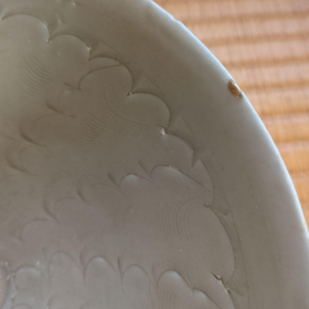 波模様の陶器鉢　木箱入り　金継ぎ　骨董品　古美術