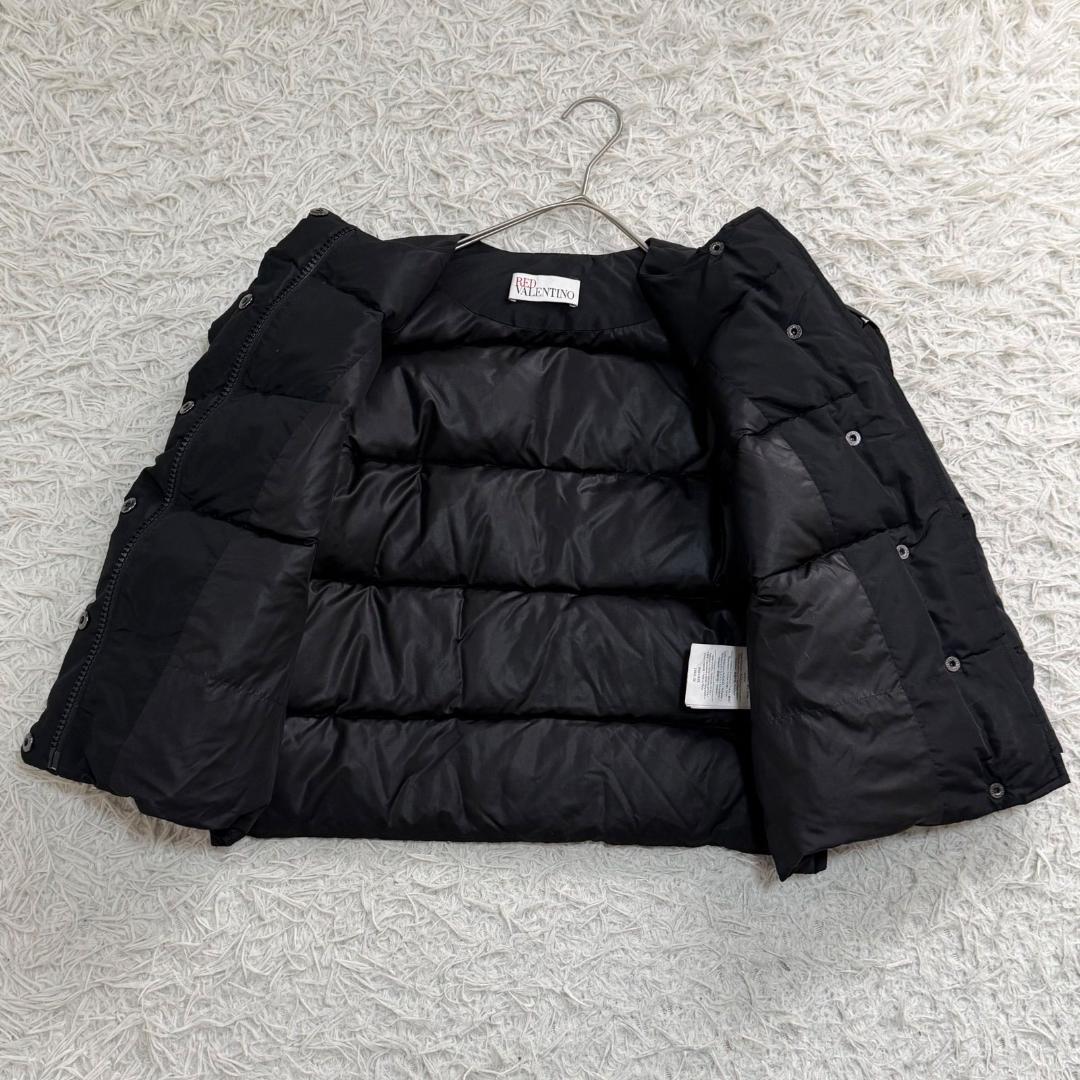 17125✨レッドヴァレンティノ 38 M リボン ダウンジャケット ブラック