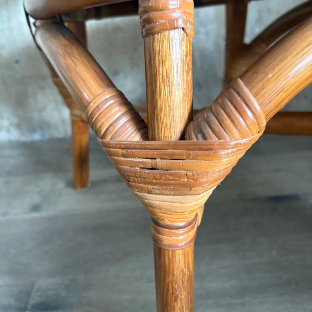 kazama ヴィンテージラタン　ラウンドテーブル & チェア　ラウンジセット