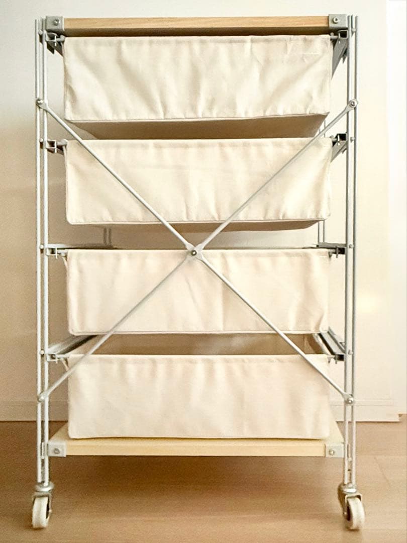 美品　無印良品 スチールユニットシェルフ 帆布バスケットセット 幅56cm