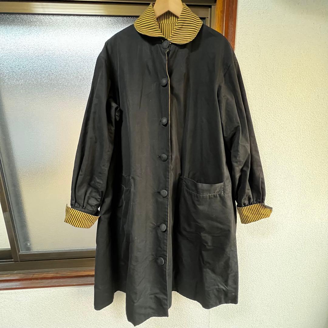 20s 30s french vintage リバーシブル コート ストライプ