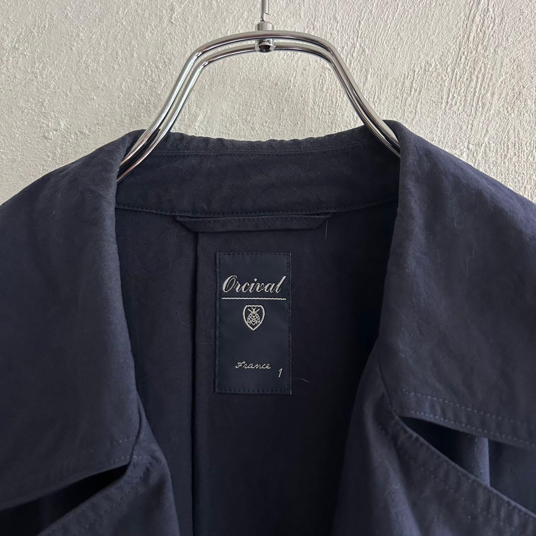美品 ORCIVAL ベルテッド ナイロンコート BSHOP ネイビー