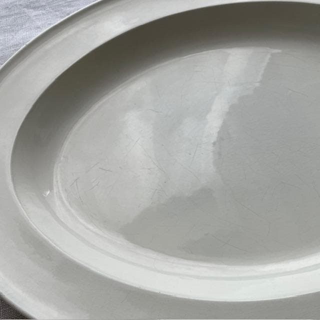 希少！美品◆クレイユ単刻印オーバルプレート大皿モントローオクトゴナルレリーフ雅姫