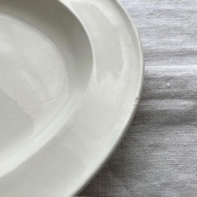 希少！美品◆クレイユ単刻印オーバルプレート大皿モントローオクトゴナルレリーフ雅姫