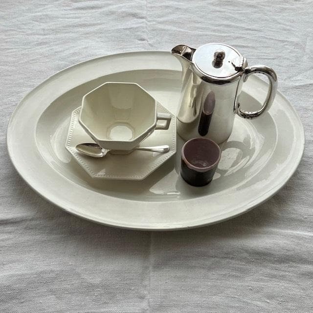 希少！美品◆クレイユ単刻印オーバルプレート大皿モントローオクトゴナルレリーフ雅姫