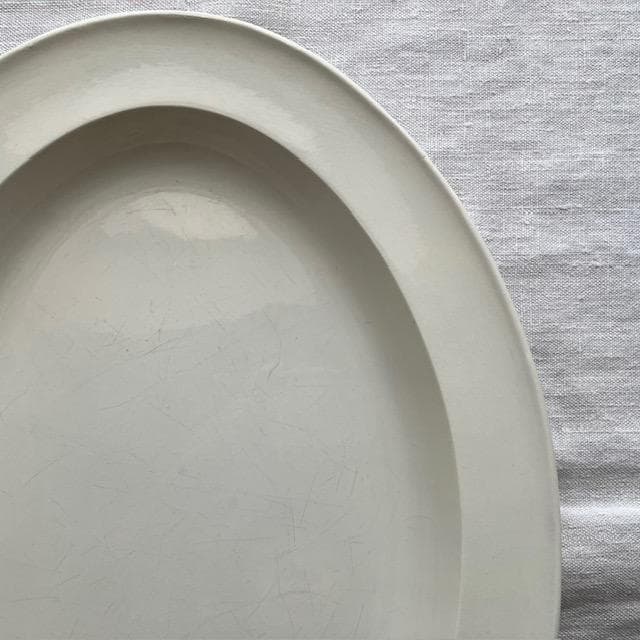 希少！美品◆クレイユ単刻印オーバルプレート大皿モントローオクトゴナルレリーフ雅姫