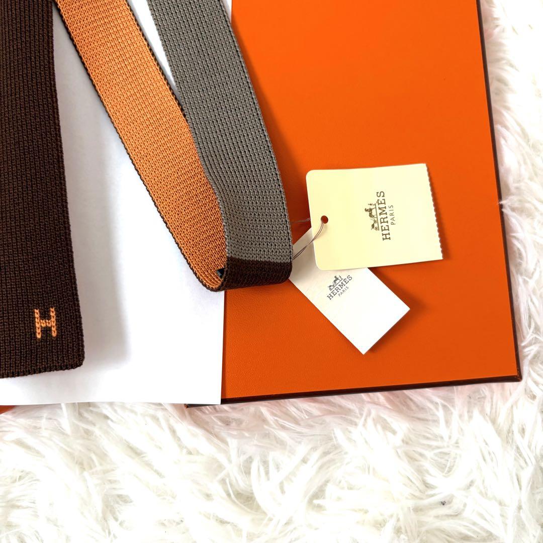 新品未使用☆HERMES エルメス 100%シルクニットネクタイ 4色 Hロゴ