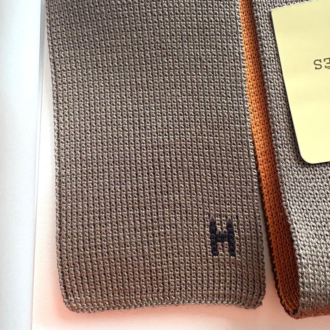 新品未使用☆HERMES エルメス 100%シルクニットネクタイ 4色 Hロゴ