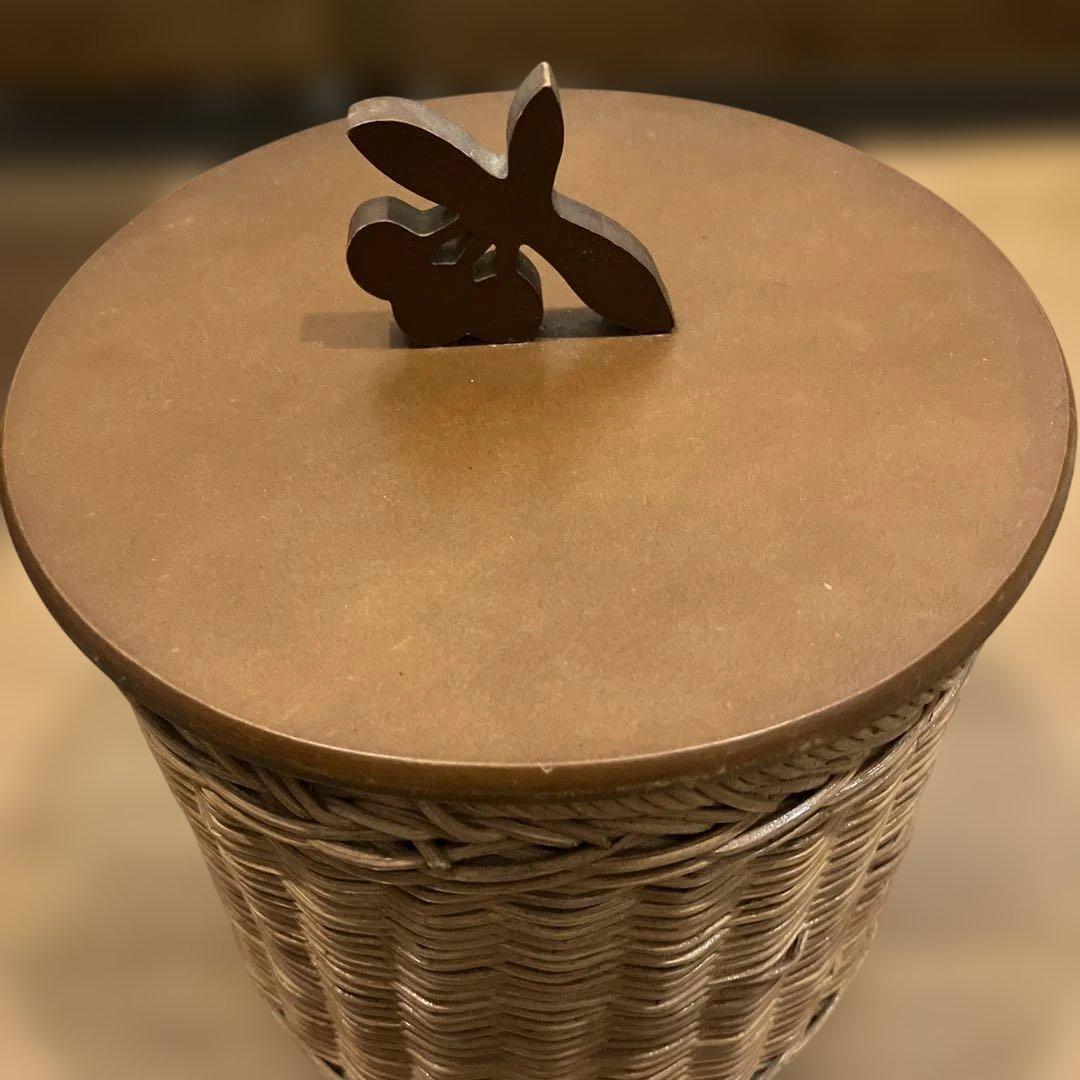 マニー　チェリー丸型籐籠ボックス真鍮アクセサリースタンド真鍮アクセサリートレー