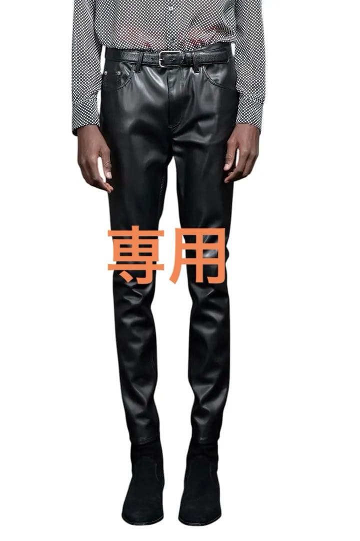 ガラアーベント ウォッシャブル エコレザー パンツ サイズ：48 ブラック