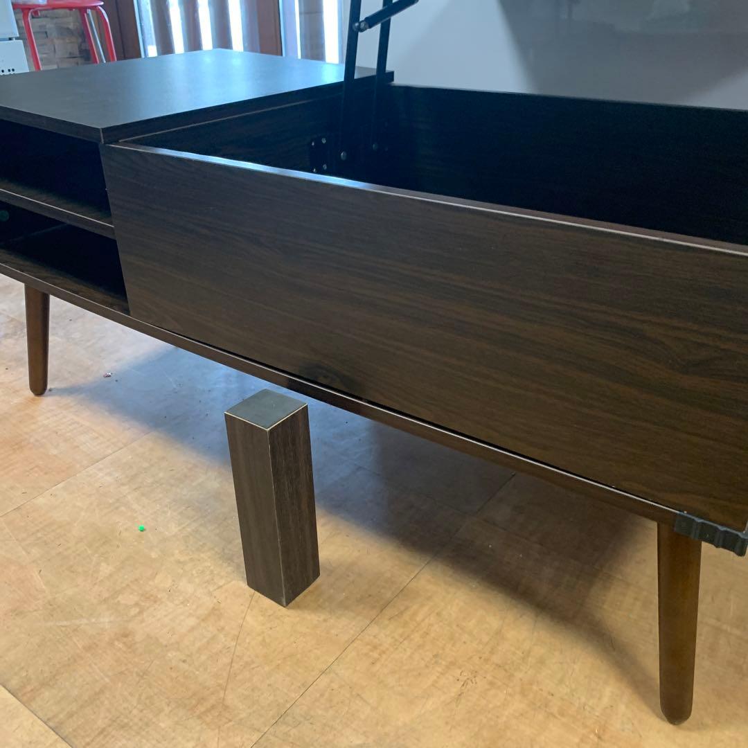 リフトトップローテーブル ダークブラウン