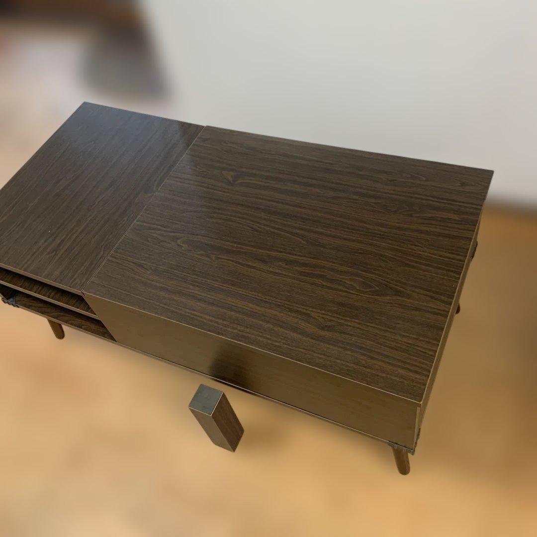 リフトトップローテーブル ダークブラウン