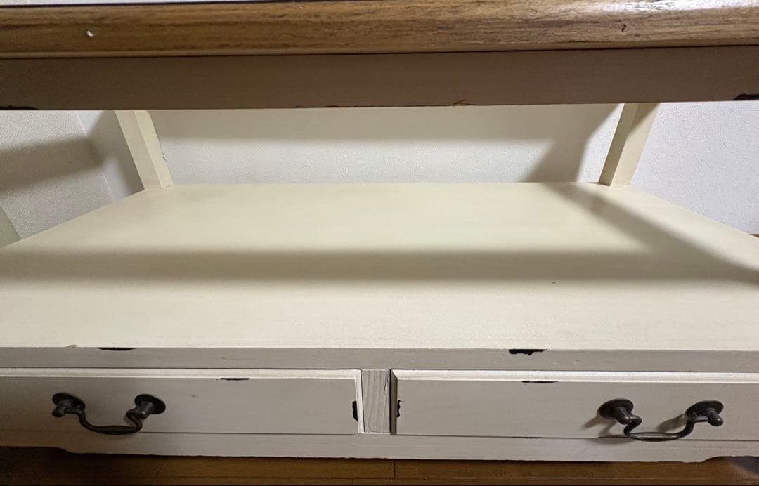 フレンチアンティーク調センターテーブル　ローテーブル　ガラス天板