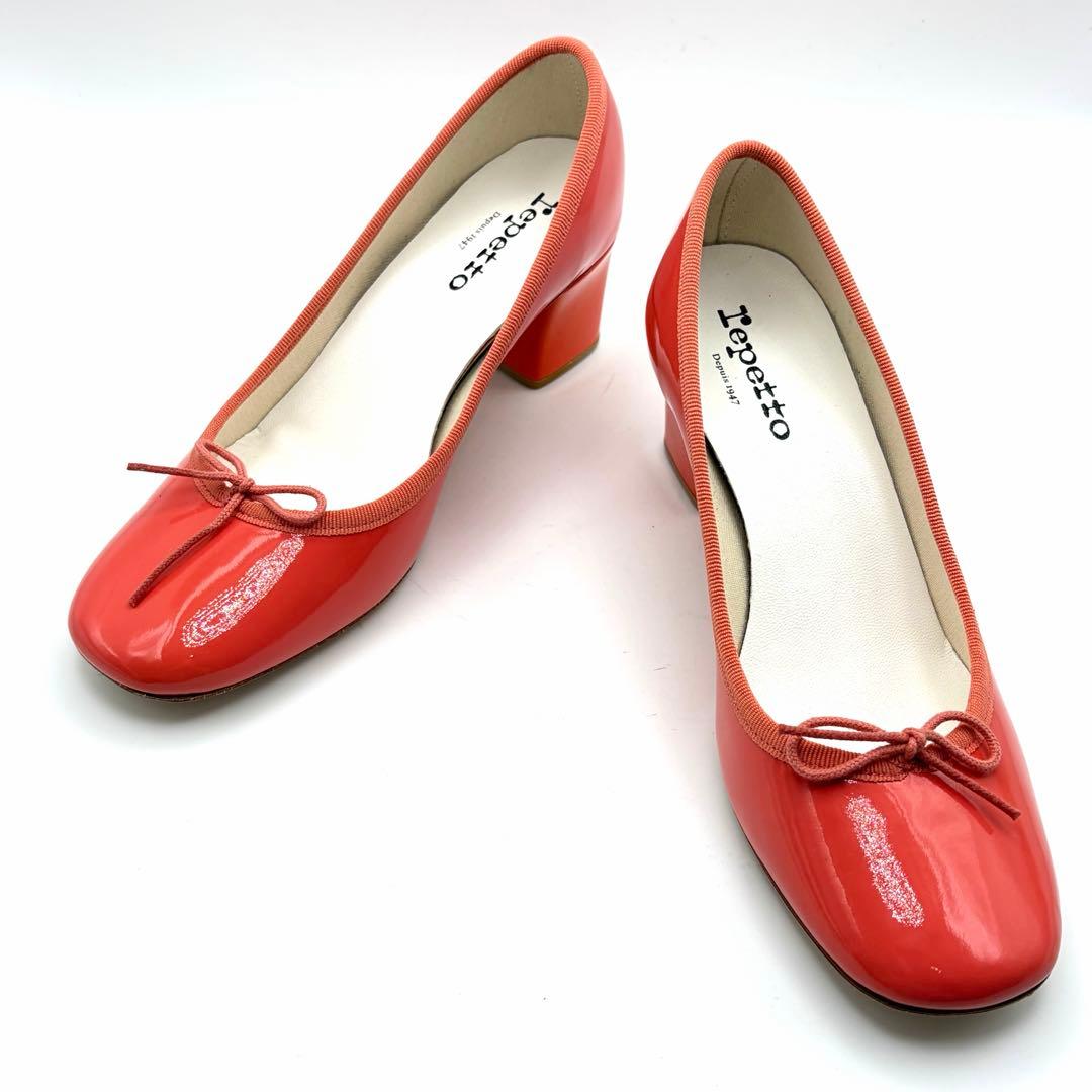 未使用級✨repetto パンプス パナム コーラルピンク エナメル 24㎝