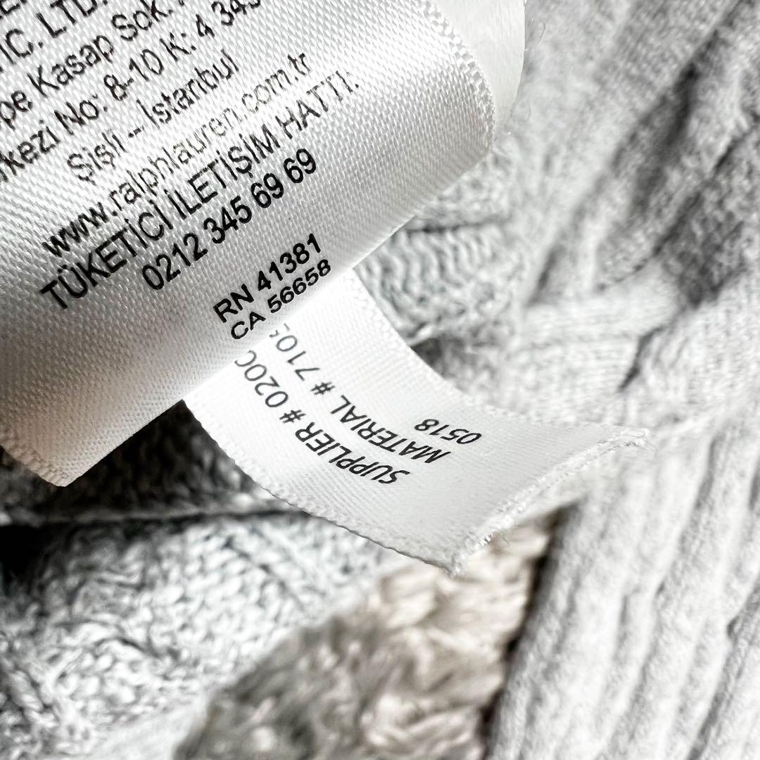 ポロラルフローレン　コットン ケーブルニット セーター XL相当 グレー 美品