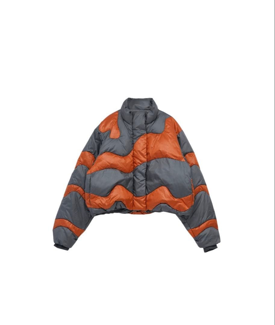 uenui ウニュイ　ウェーブ バイカラー ダウンジャケット　アウター　オレンジ