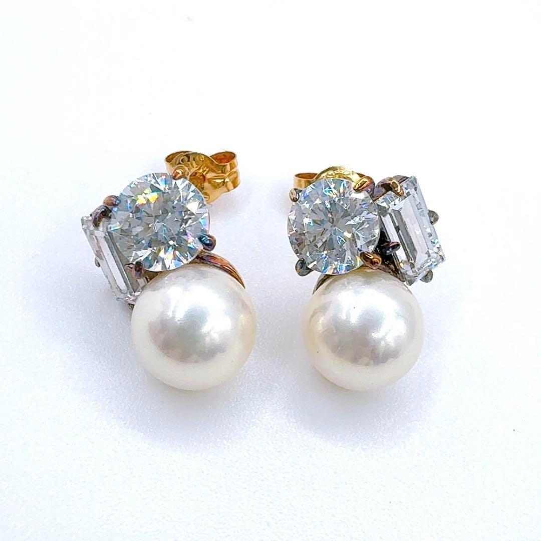 【希少】エテ ピアス 両耳 K18×シルバー925 フェイクパール ビジュー 箱