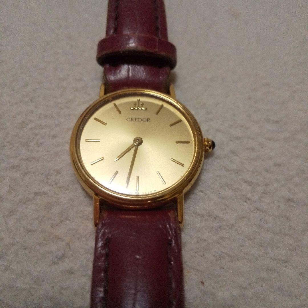 CREDOR クォーツ 腕時計 ゴールド/ワインレッド 5A70-0120