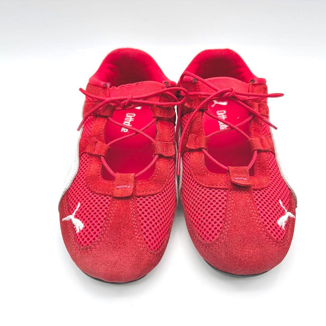 スピードキャット GO レッド ホワイト スエード バレエシューズ