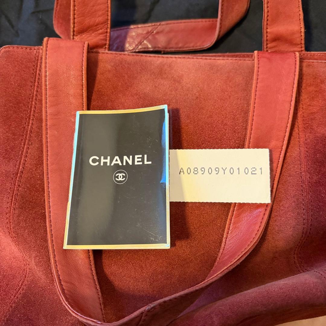 CHANEL 赤 スエード トートバッグ ハンドバッグ