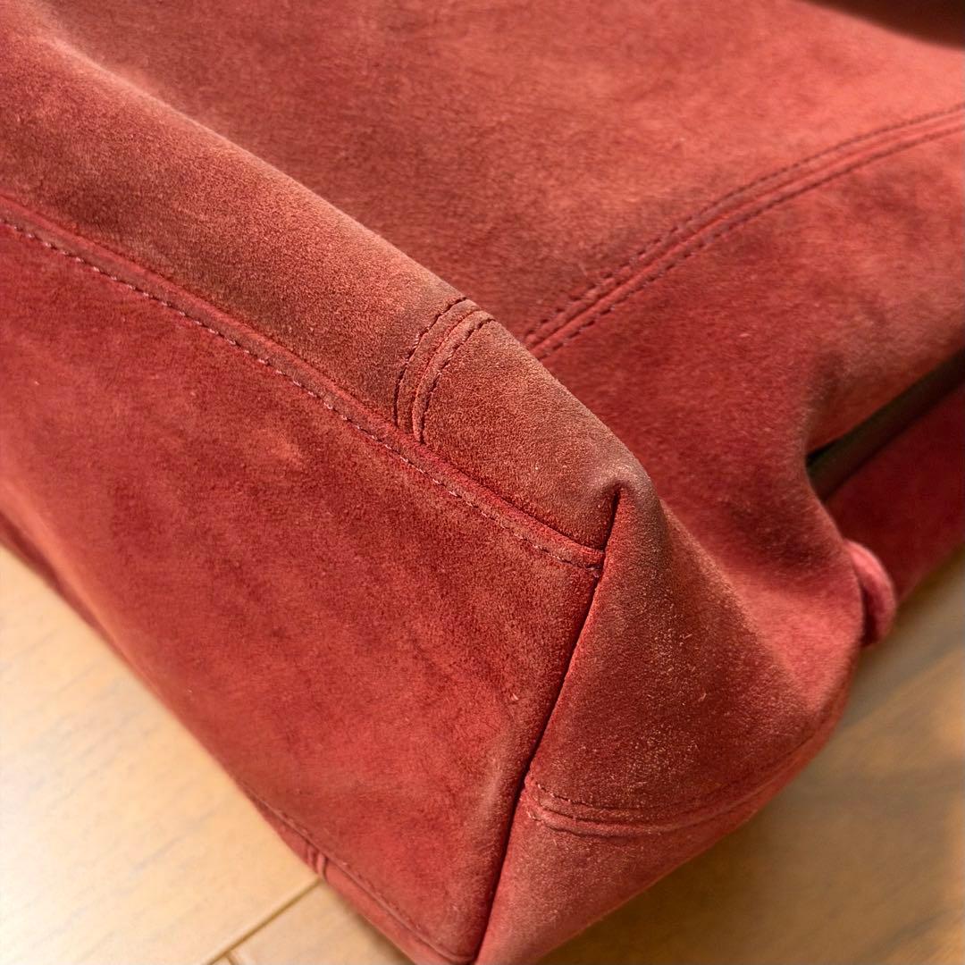 CHANEL 赤 スエード トートバッグ ハンドバッグ