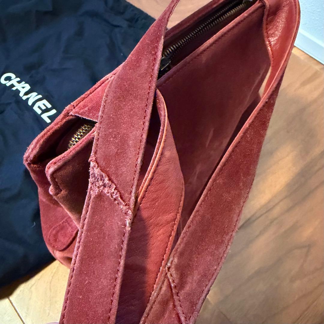 CHANEL 赤 スエード トートバッグ ハンドバッグ