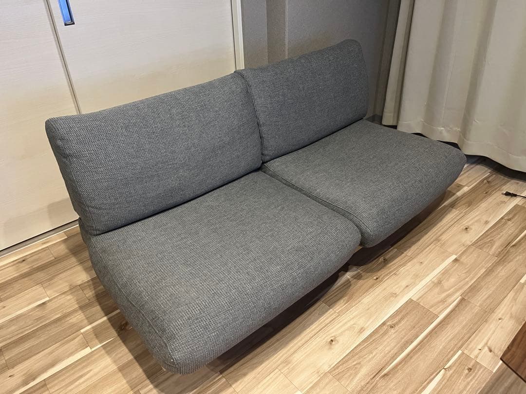 無印良品　ゆったり座れるアームレスソファ　2シーター　グレー
