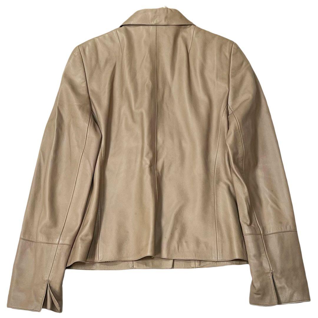 【 美品 】 アクリス　ラムナッパ　レザージャケット　アシンメトリー　ベージュ