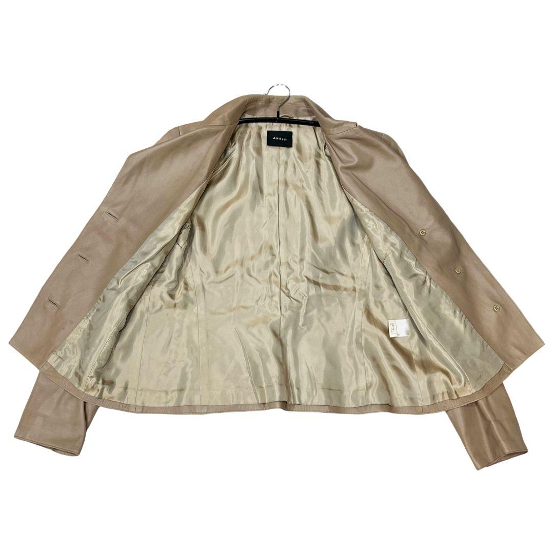【 美品 】 アクリス　ラムナッパ　レザージャケット　アシンメトリー　ベージュ
