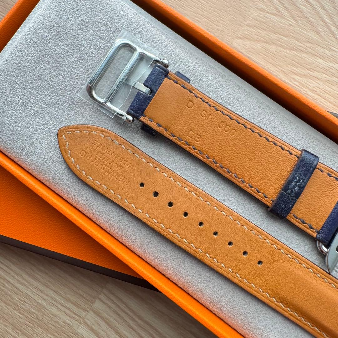 2111 Apple Watch エルメス　ブルー　ロープ柄　二重　HERMES