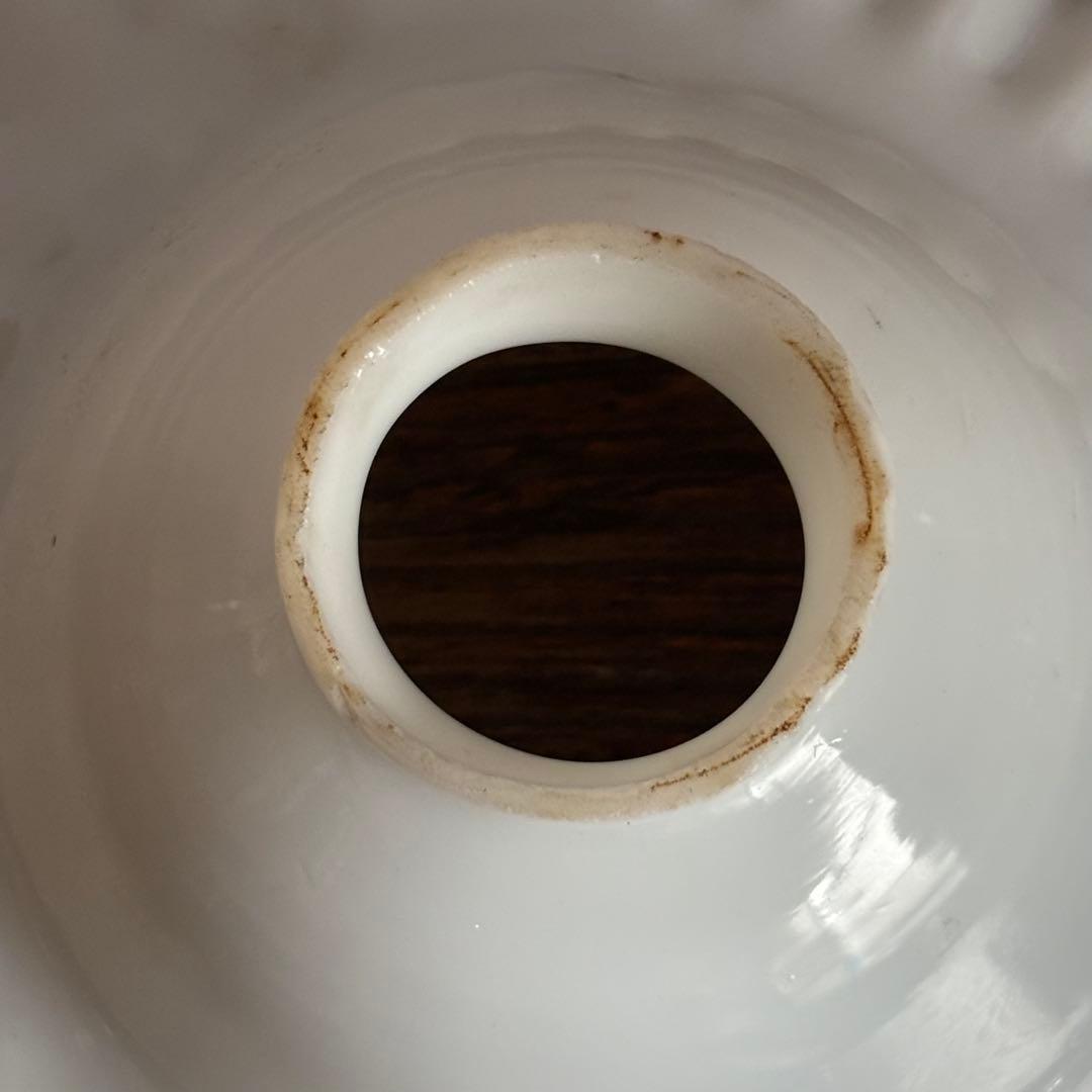 アンティーク電笠　乳白色　緑