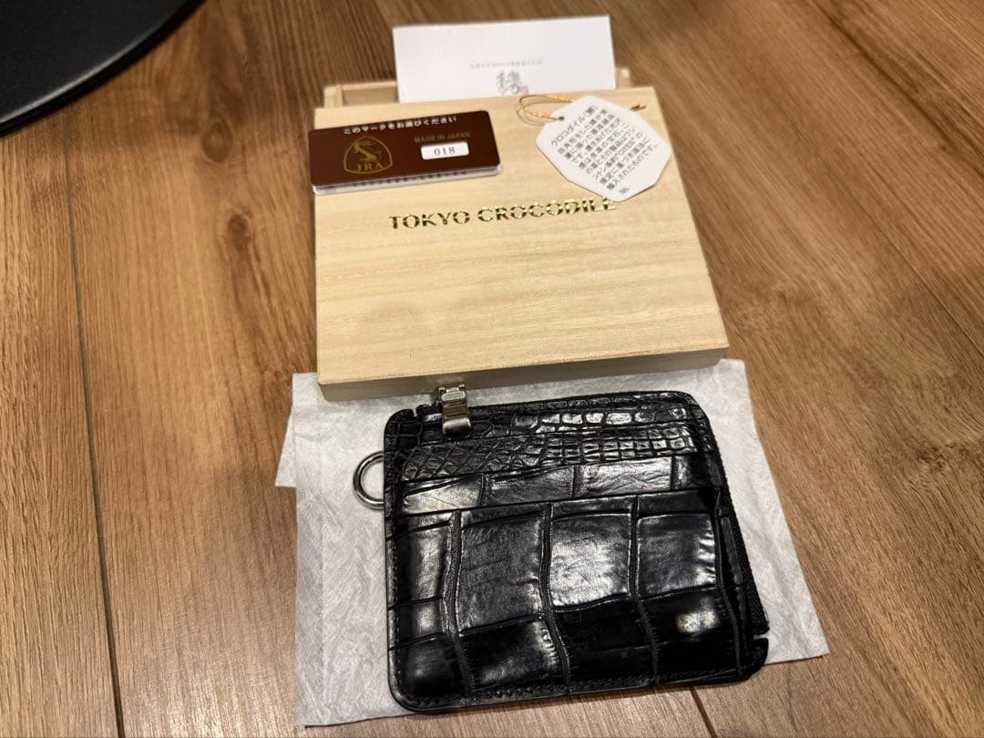 専用【新品同様】クロコダイル　ミニウォレット　ケース　ブラック