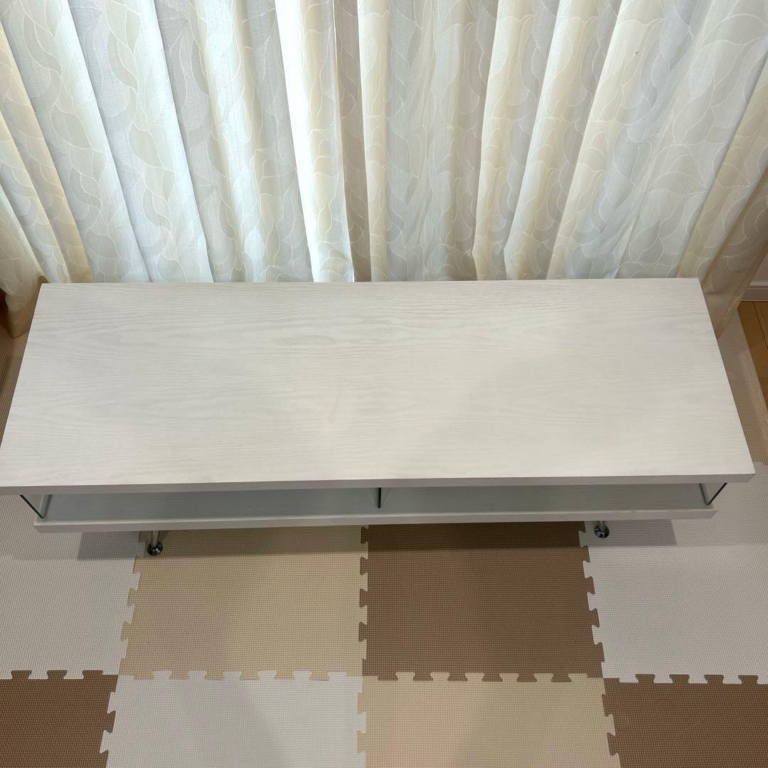 【カメ一】テレビ台 ローボード 幅120cm ホワイト　ガラス　収納つき