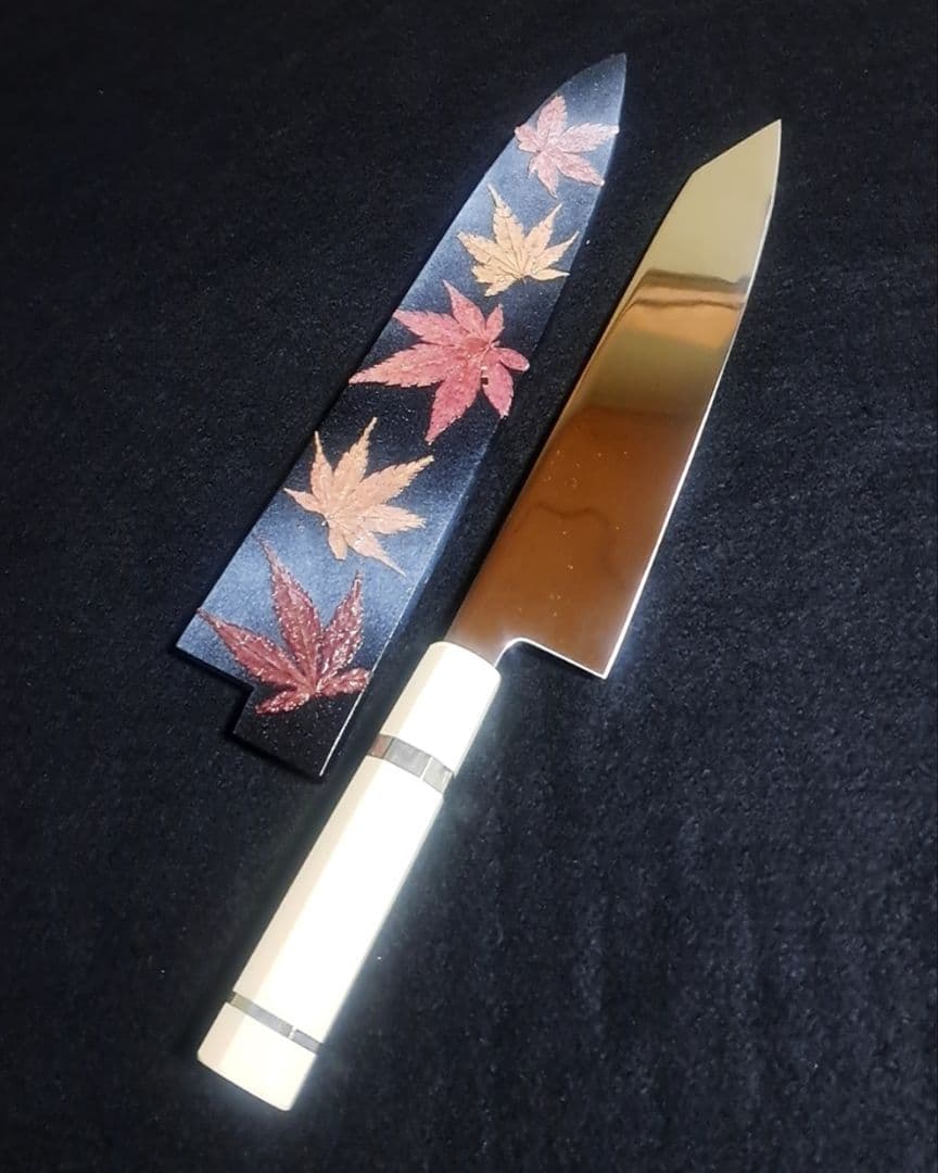 し*こ様 ステン 本焼 V金10号 牛刀 8寸 切付型 鏡面仕上げ 人工象牙八角