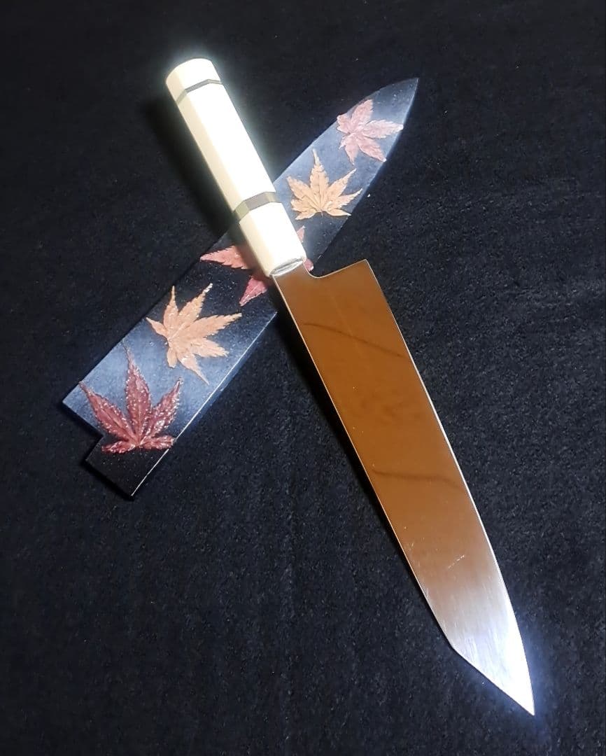 し*こ様 ステン 本焼 V金10号 牛刀 8寸 切付型 鏡面仕上げ 人工象牙八角