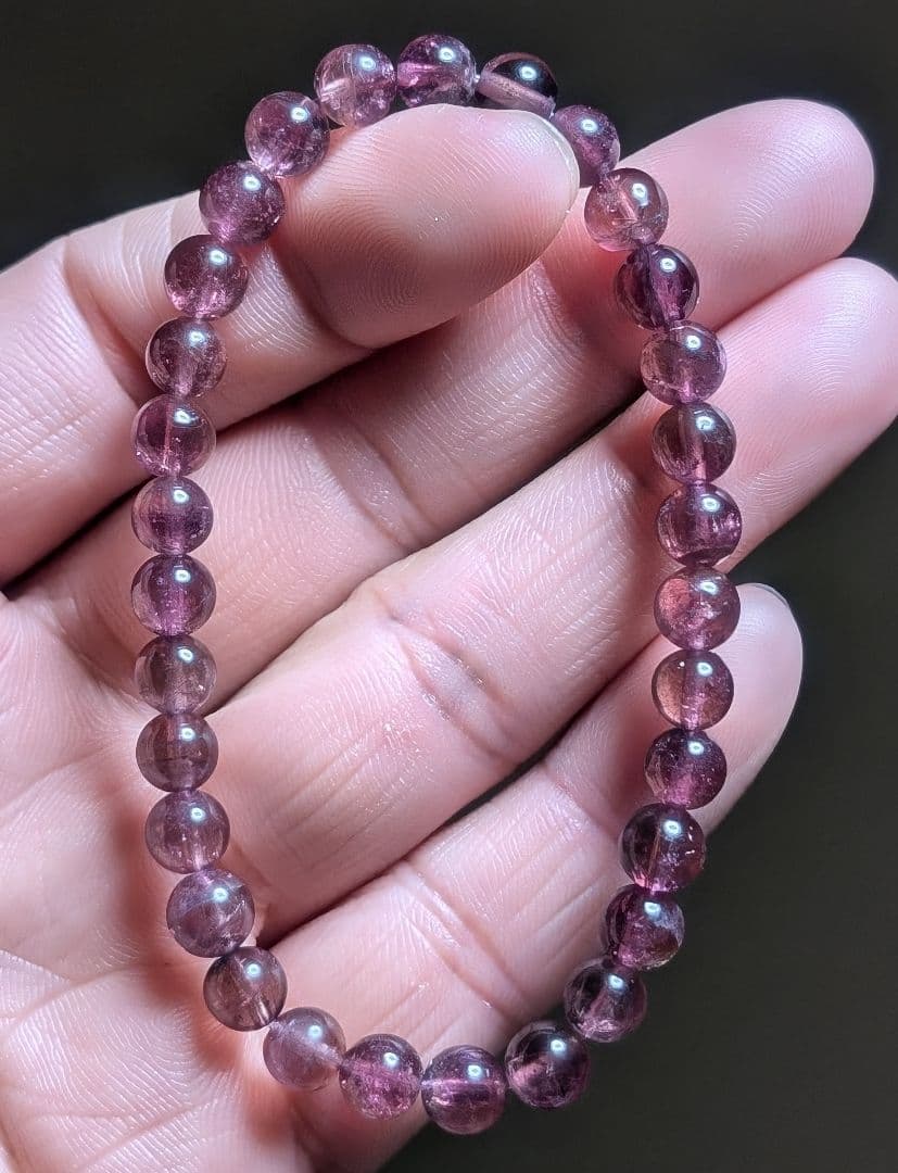 極上品質虹入り潤艶透明感ルベライトトルマリンブレス6.2ミリ