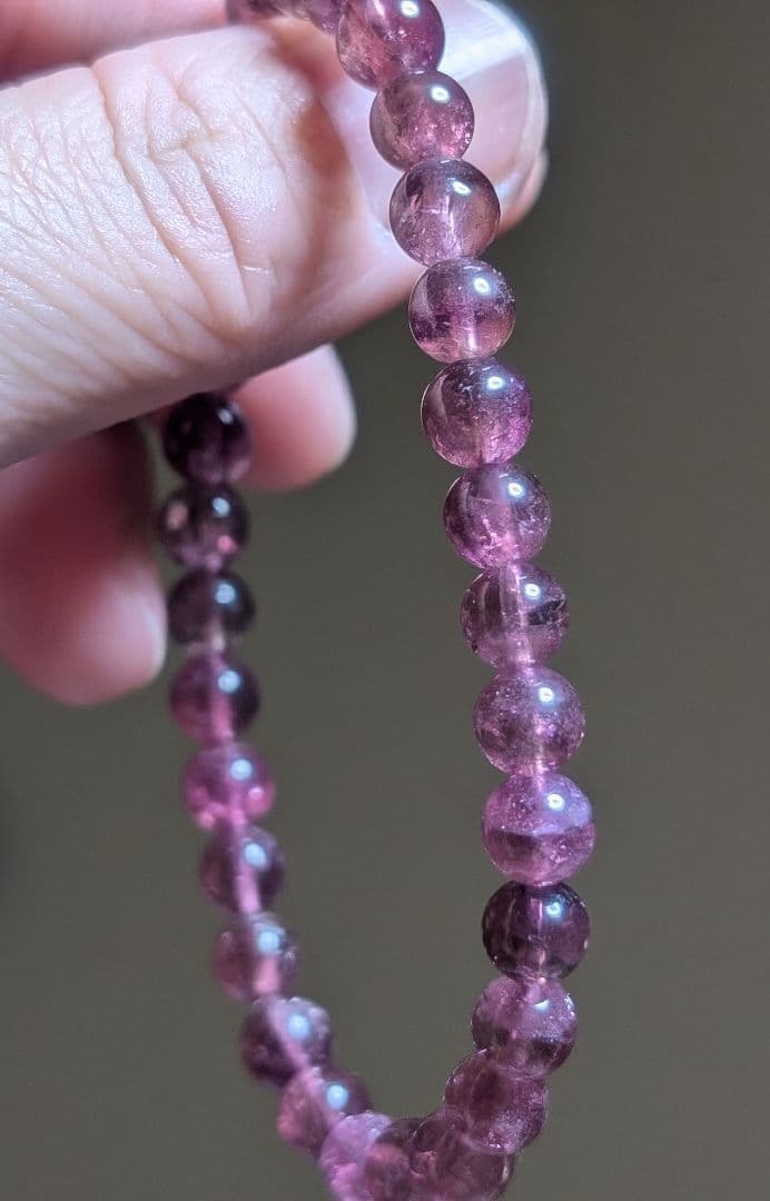 極上品質虹入り潤艶透明感ルベライトトルマリンブレス6.2ミリ