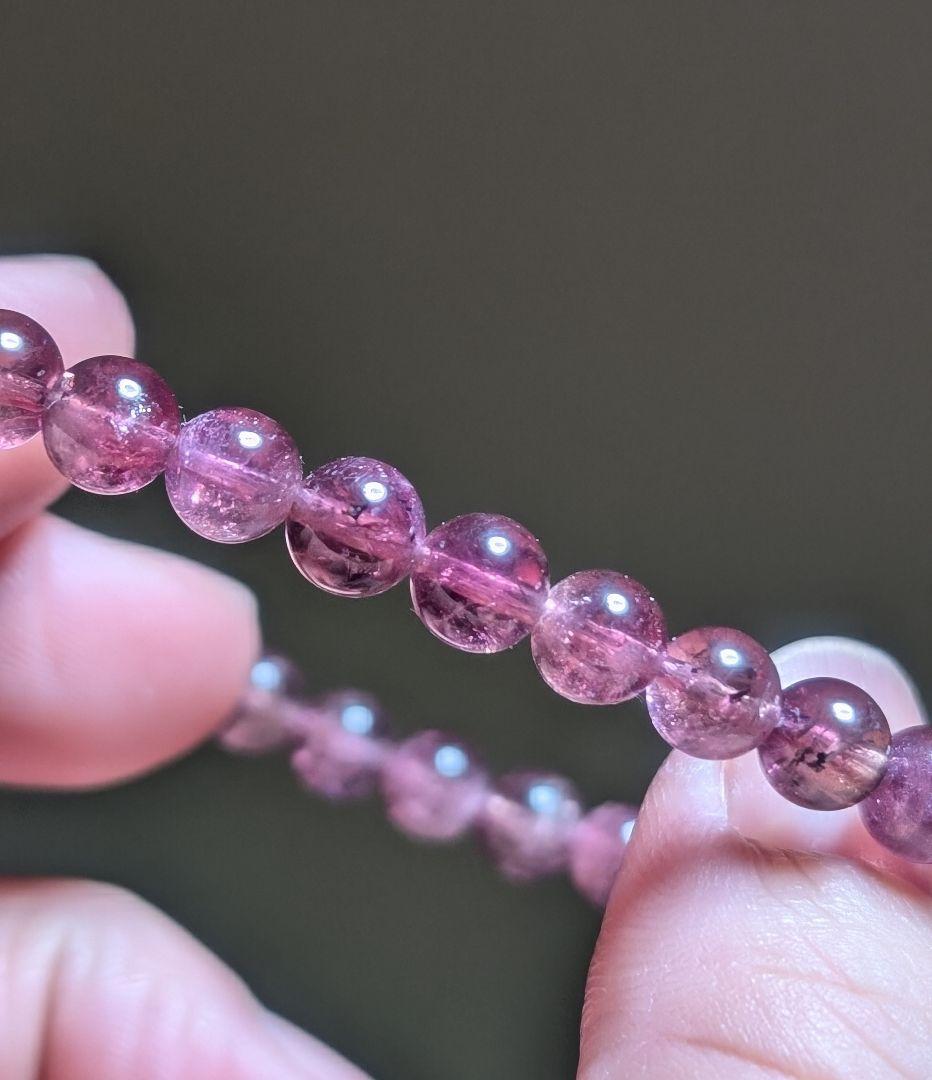極上品質虹入り潤艶透明感ルベライトトルマリンブレス6.2ミリ