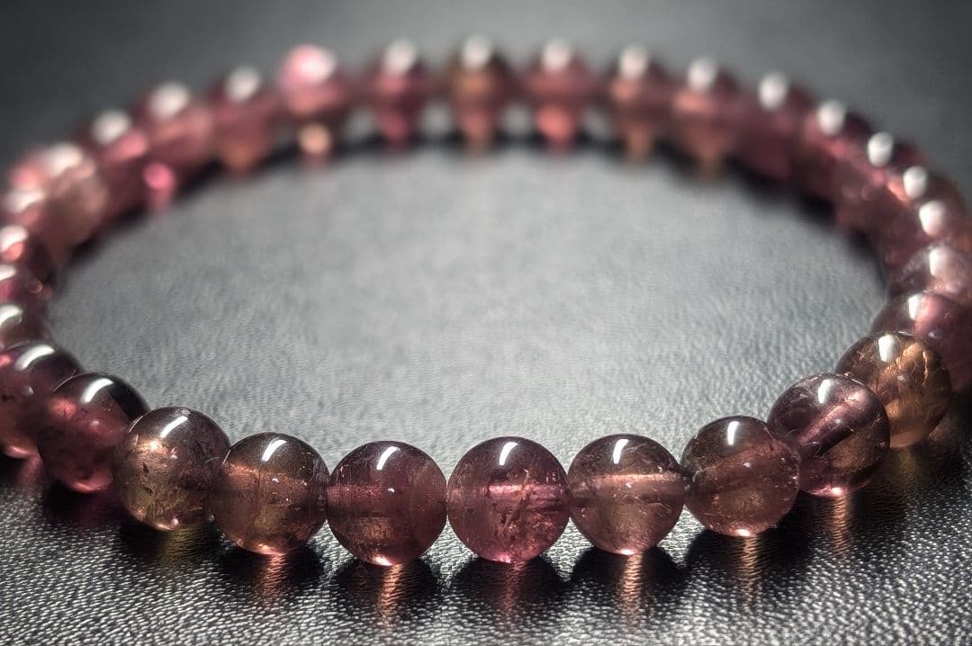 極上品質虹入り潤艶透明感ルベライトトルマリンブレス6.2ミリ