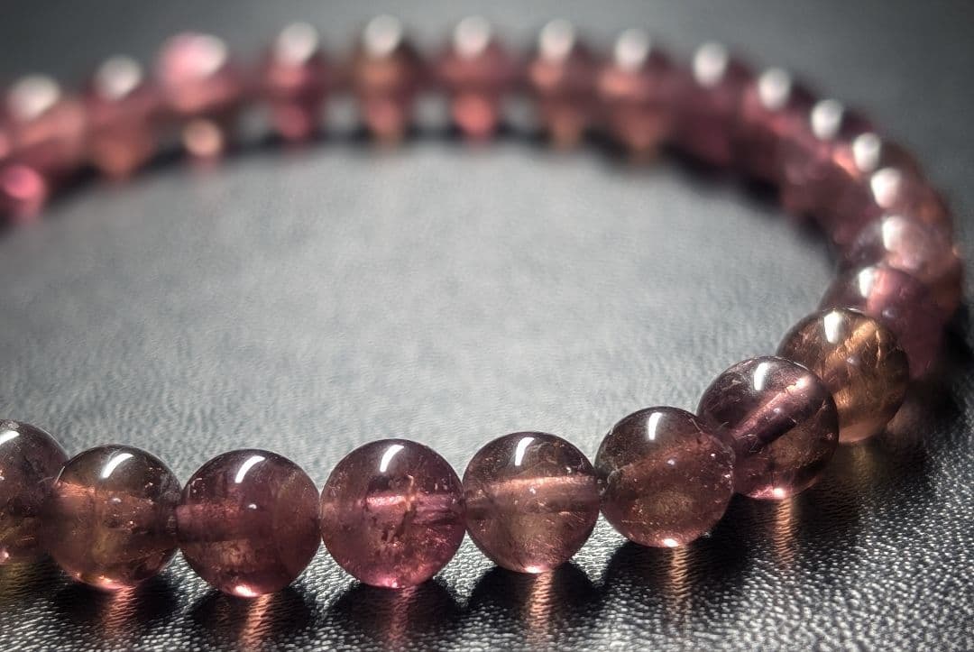 極上品質虹入り潤艶透明感ルベライトトルマリンブレス6.2ミリ