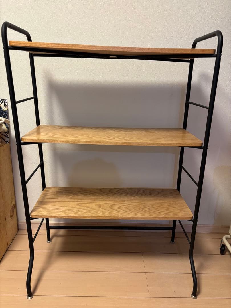 【美品】NOCE ノーチェ　木製3段ラック　鉄脚　シェルフ