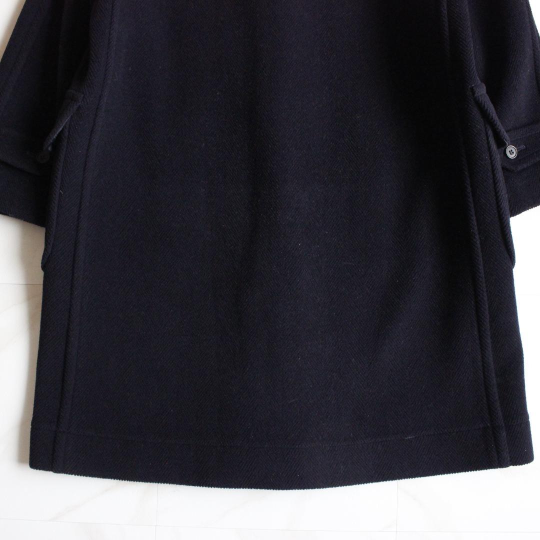 OLD ENGLAND ヘリンボーンダッフルコート ウール ネイビー L