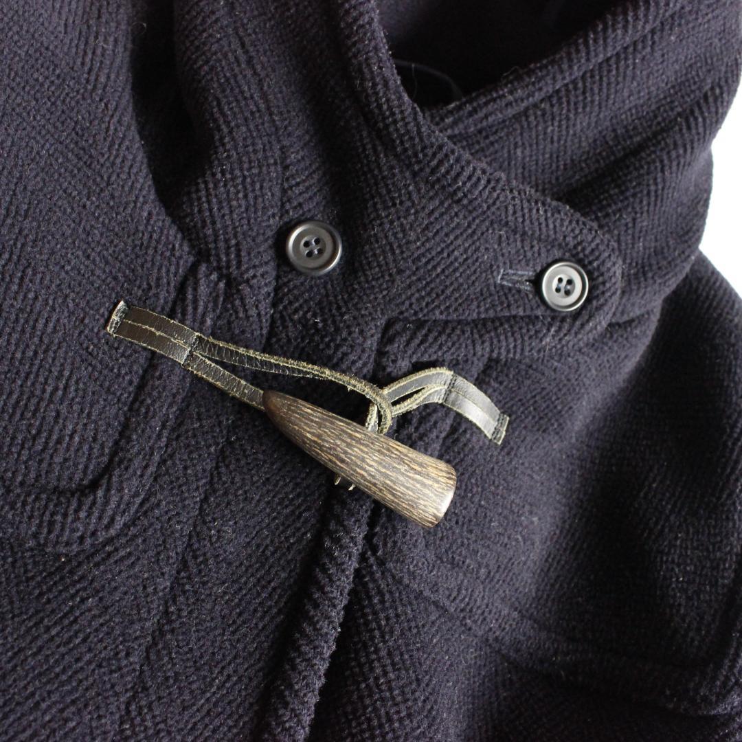 OLD ENGLAND ヘリンボーンダッフルコート ウール ネイビー L